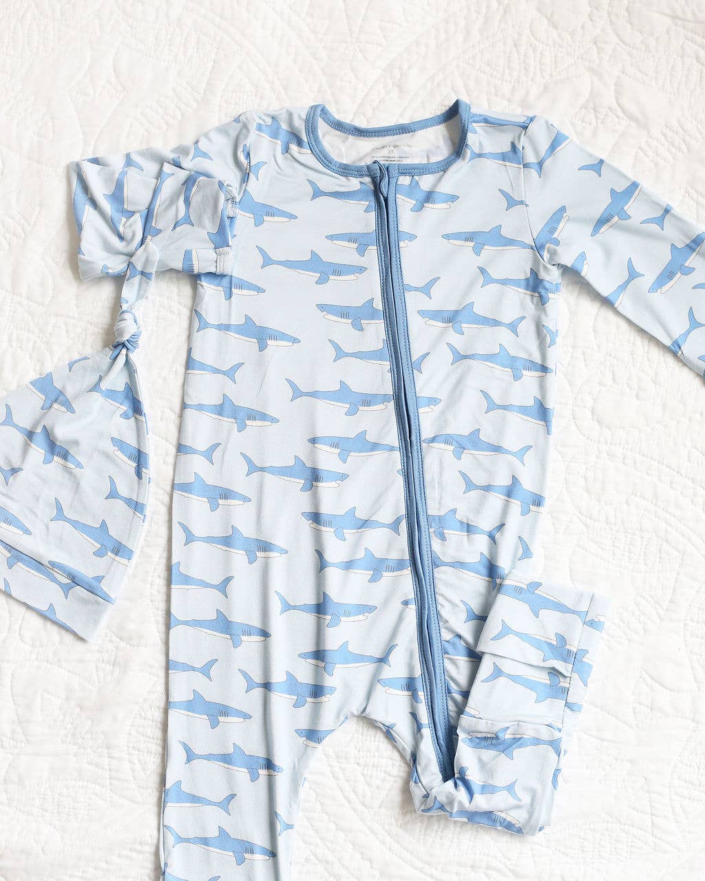 Shark Blues Connor Bamboo Baby Footless Zippy Romper