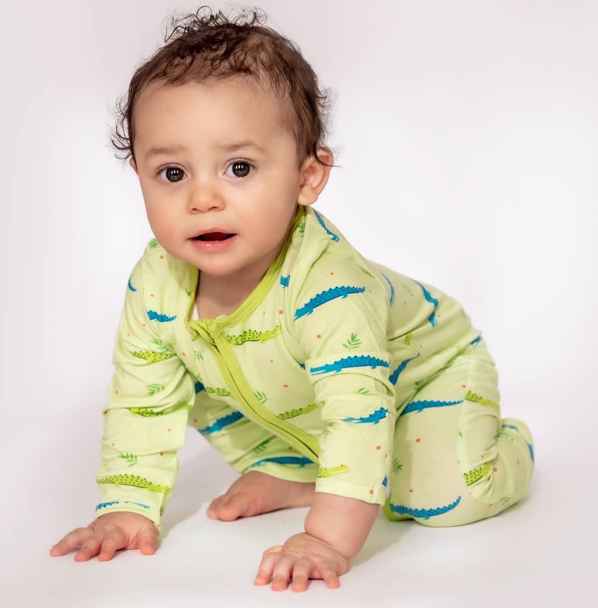 Gator Connor Boys Baby Bamboo Footless Zippy Romper