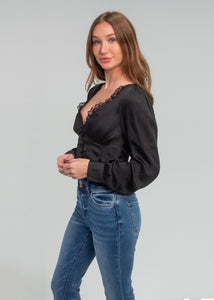 Laura Lace Trip Long Sleeve Top