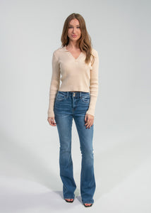 Reign Tan Ribbed Long Sleeve Top